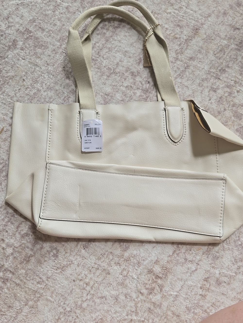 Cream Tote Bag with Front Pocket - Women Bags